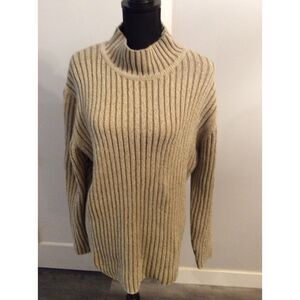 Unionbay Men's Beige Large Mock Neck Sweater Rib 90s Pullover Wool Blend
